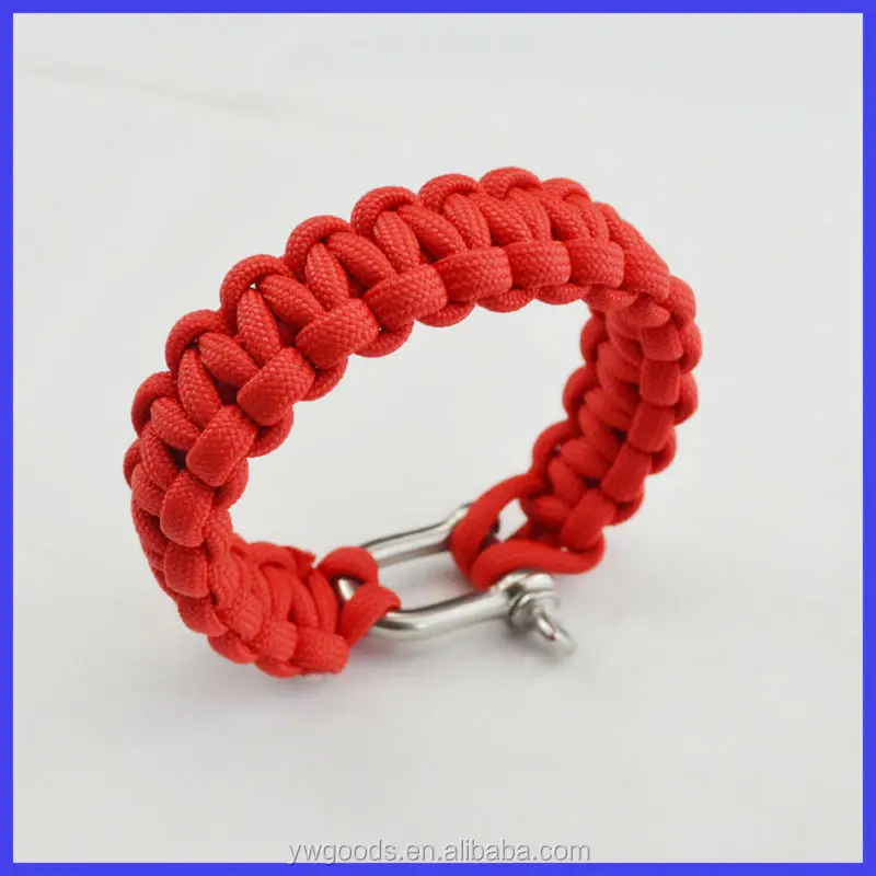 Adjustable Steel Shackle Parachute Cord Survival Bracelet With