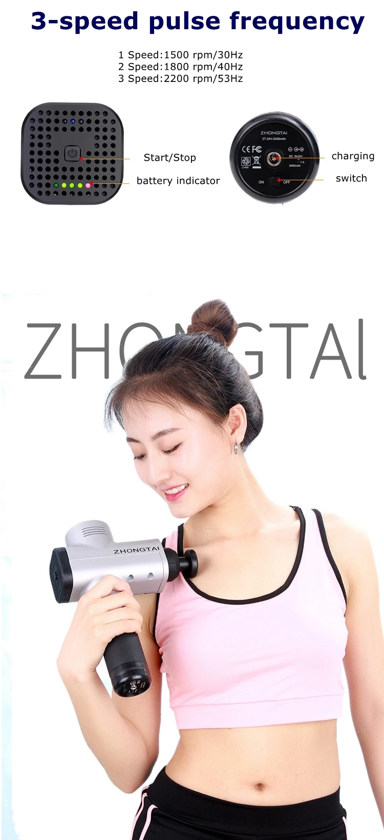 zaiqiang Pro 2 Welcome OEM Massage Gun Machine Sports Fitness Healthy Sports Gifts for Muscle Relax Muscle Massage Hammer