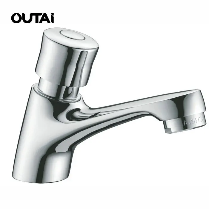 Brass Chrome Delay Push Type Self Closing Saving Water Delay Sink Tap