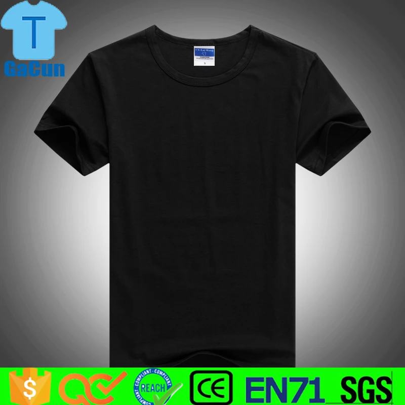 Custom high quality blank men plain print 100% cotton black t shirt