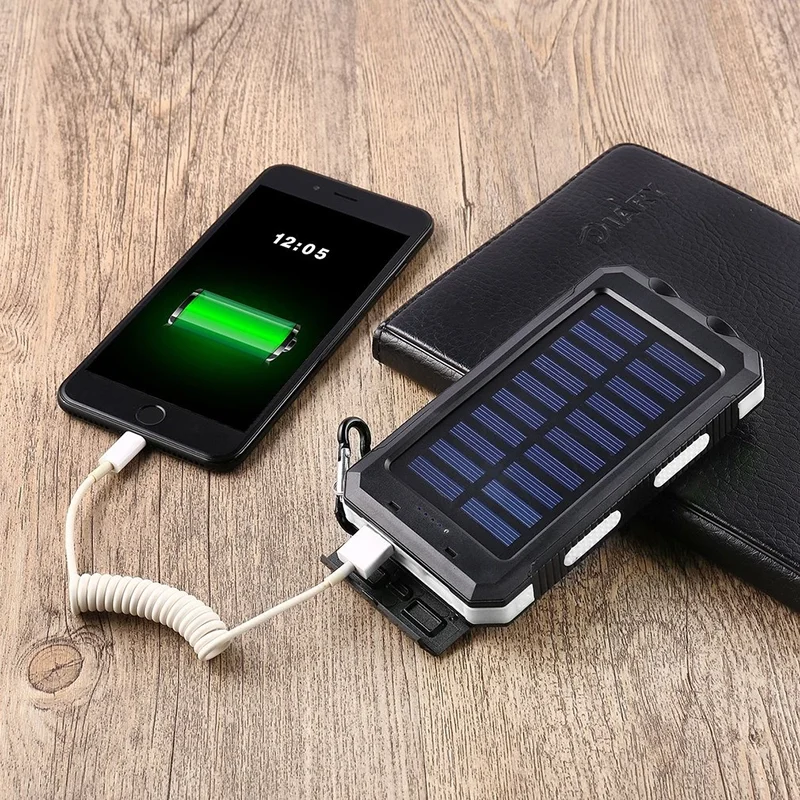 20000mah Solar Waterproof Power Banks Support Double Usb Output 5v/1a,2 ...