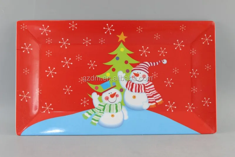 Christmas Melamine Rectangle Plate Plastic XMAS Tray