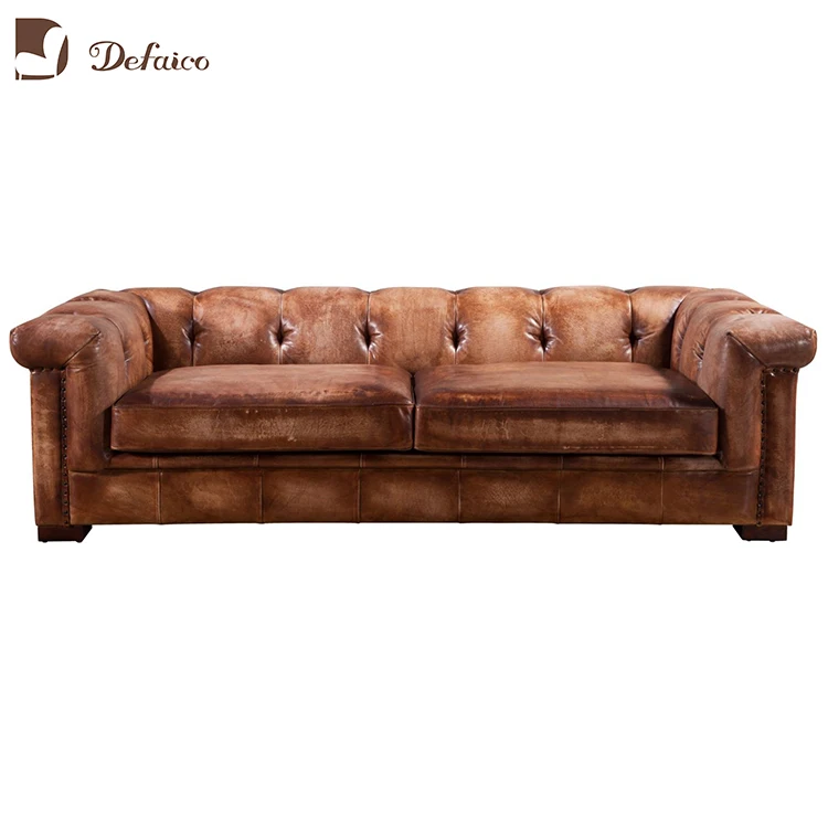 Luxury Antique Brown Top Genuine Leather Chesterfield Sofa Buy