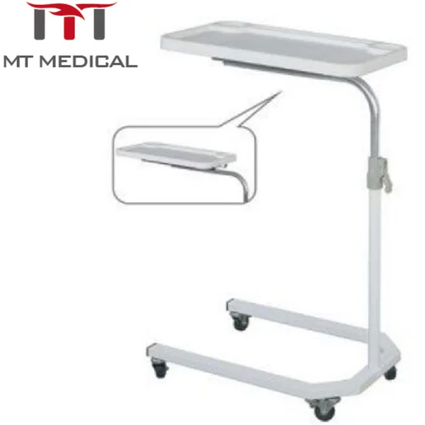 Steel sprayed mobile dining table/ portable overbed table