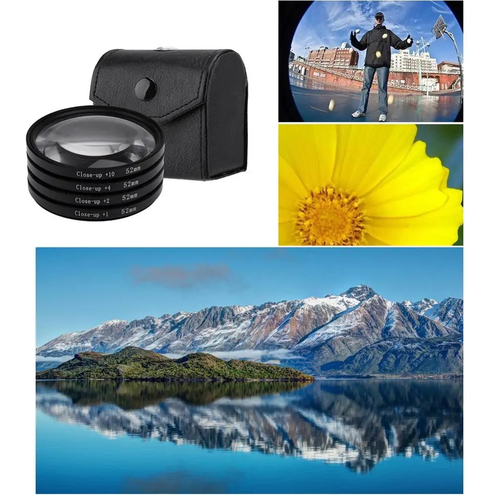 52mm 67mm 72mm 77mm Macro Close-Up Filter Set +1 +2 +4 +10 Lens with Pouch Macro Lens Filter Kit for Canon DSLR Camera