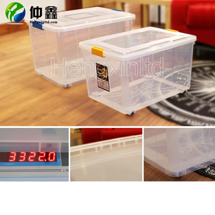 Buy Clear Transparent Large Plastic Clothes Storage Containers Tote Bin Box  With Lid from Linyi Jiuxu Plastic Products Co., Ltd., China