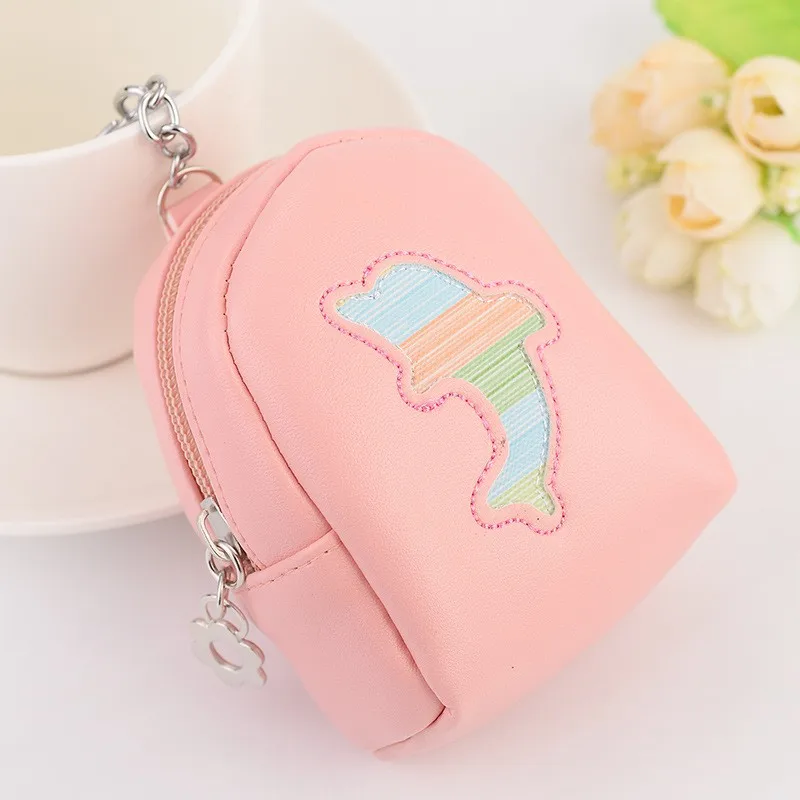 Wholesale Leather Ladies Coin Change Purse Wallet Keychain Mini