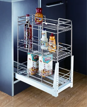 Metal Pull Out Kitchen Sliding Wire Baskets Storage For Cabinets