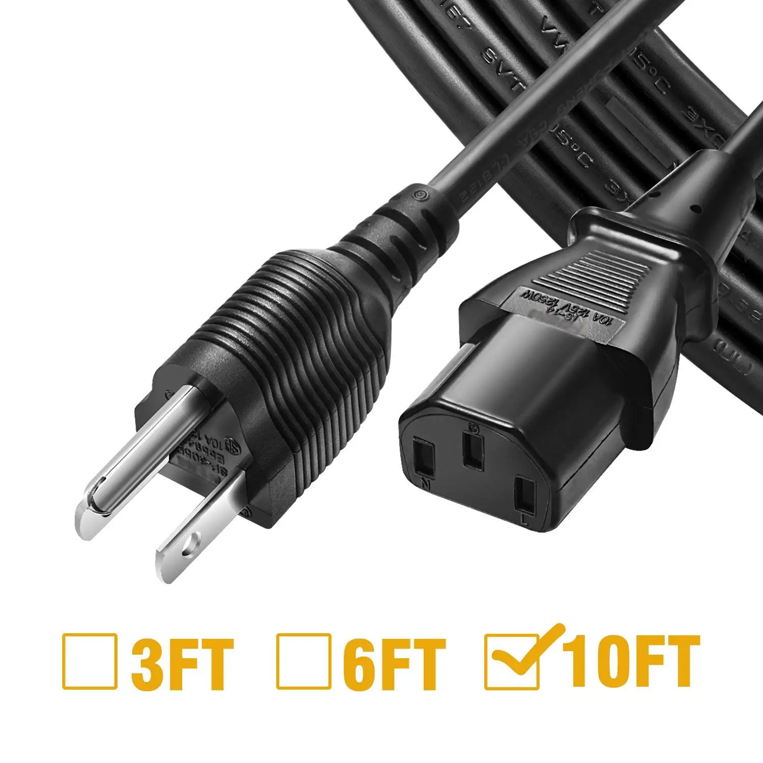 6FT PC 3-Prong Computer Monitor TV ENVISION LCD PLASMA Printer Power Cable Cord