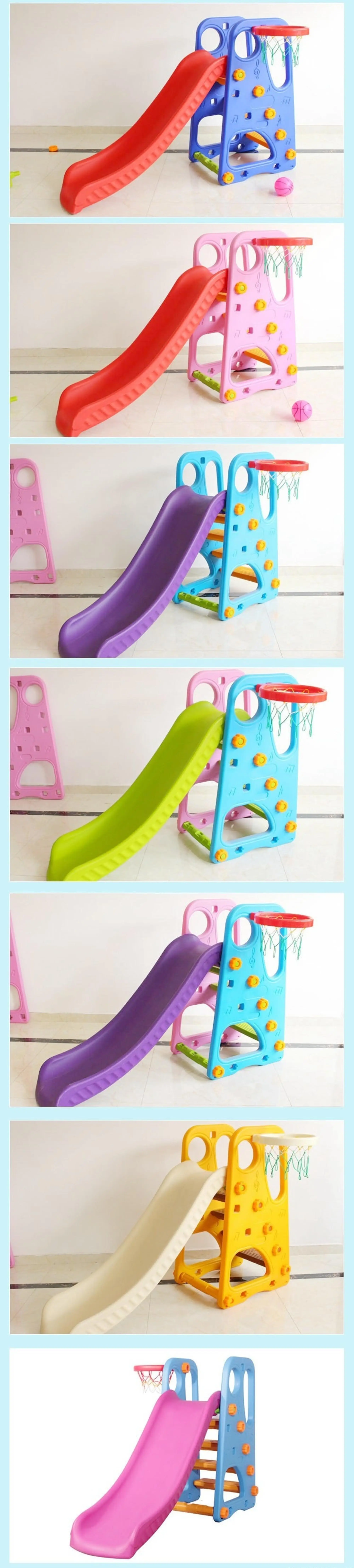 Children Indoor Plastic Small Elephant Slide With Basketball Stand Toys ...