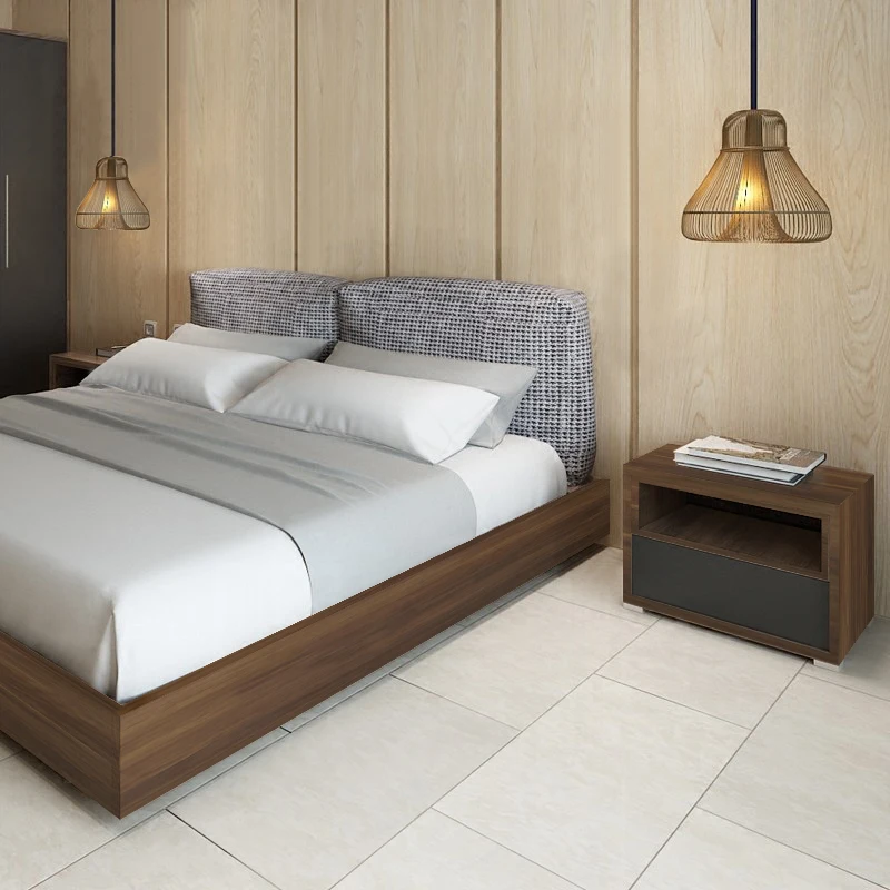 Commercial bed sheet modern wooden double bed hotel furniture for 5 star