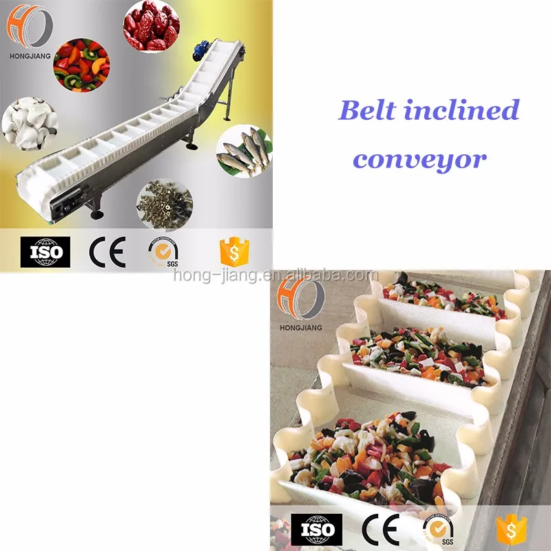 Inclined Belt conveyor, Belt inclining conveyor for food packing line