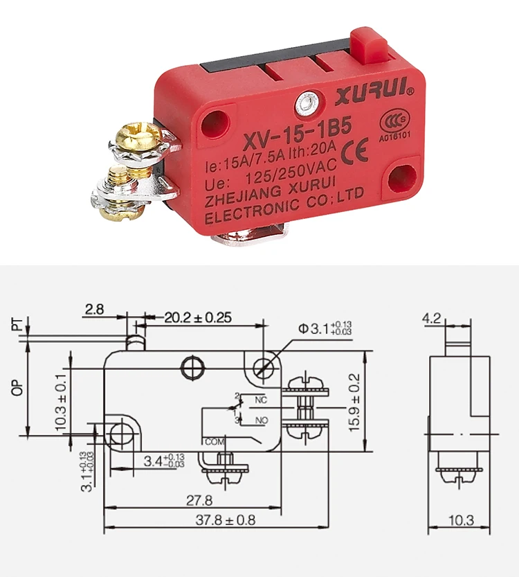 Micro Switch T85 5e4 / Push Button Snap Action Micro Switch / Miniature On Off Micro Switch