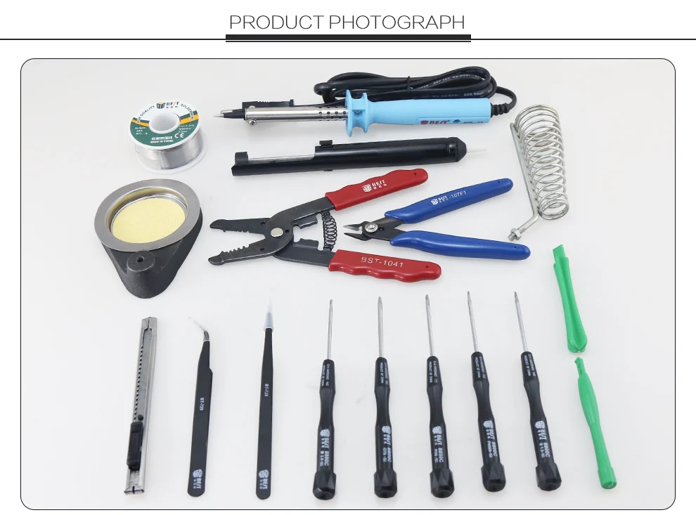 BST-113B 16pcs Multi-function Opening Pry Repair Tool Set Cell Phone Repair Screwdriver Set Electric Soldering Iron Tool Kit Set