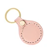 Handmade custom logo car key chain circular vegetable tanned leather keychain