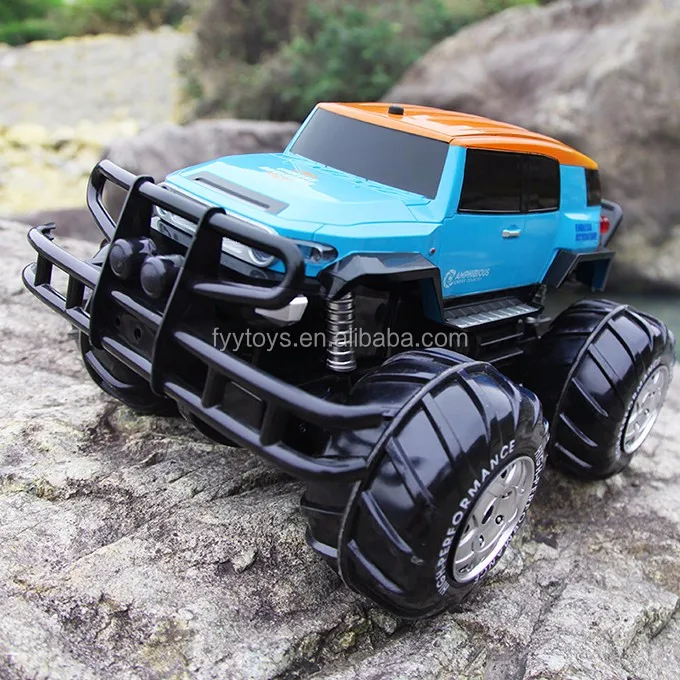 powerful amphibious remote control car drives on land & water