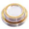 Gold Disposable Plastic Plates Trim China Design - Premium Heavy Duty Plastic Plates for Parties and Wedding