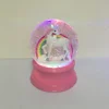 100mm Dia Glitter Swirling Plastic Musical Unicorn Rainbow acrylic Snow Water Globe with USB option