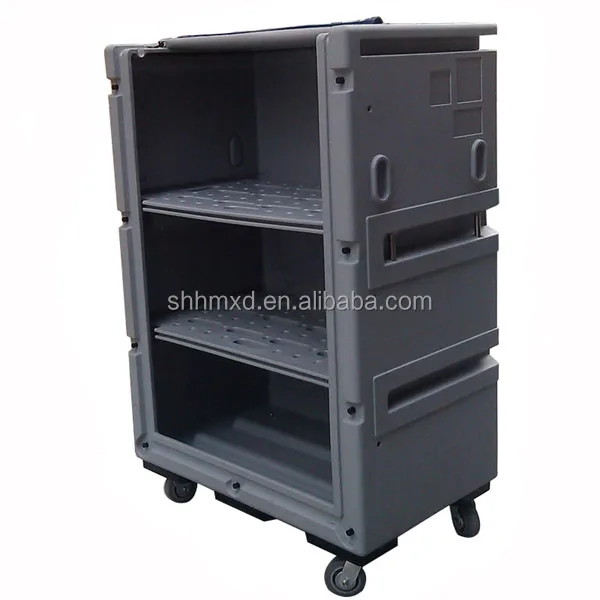 
Plastic linen trolley with shelves 