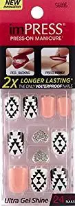 **NEW 2015** KISS imPRESS "NIGHT FEVER" 2x Longer Lasting Short Nails by Broadway Press-On Manicure Nails