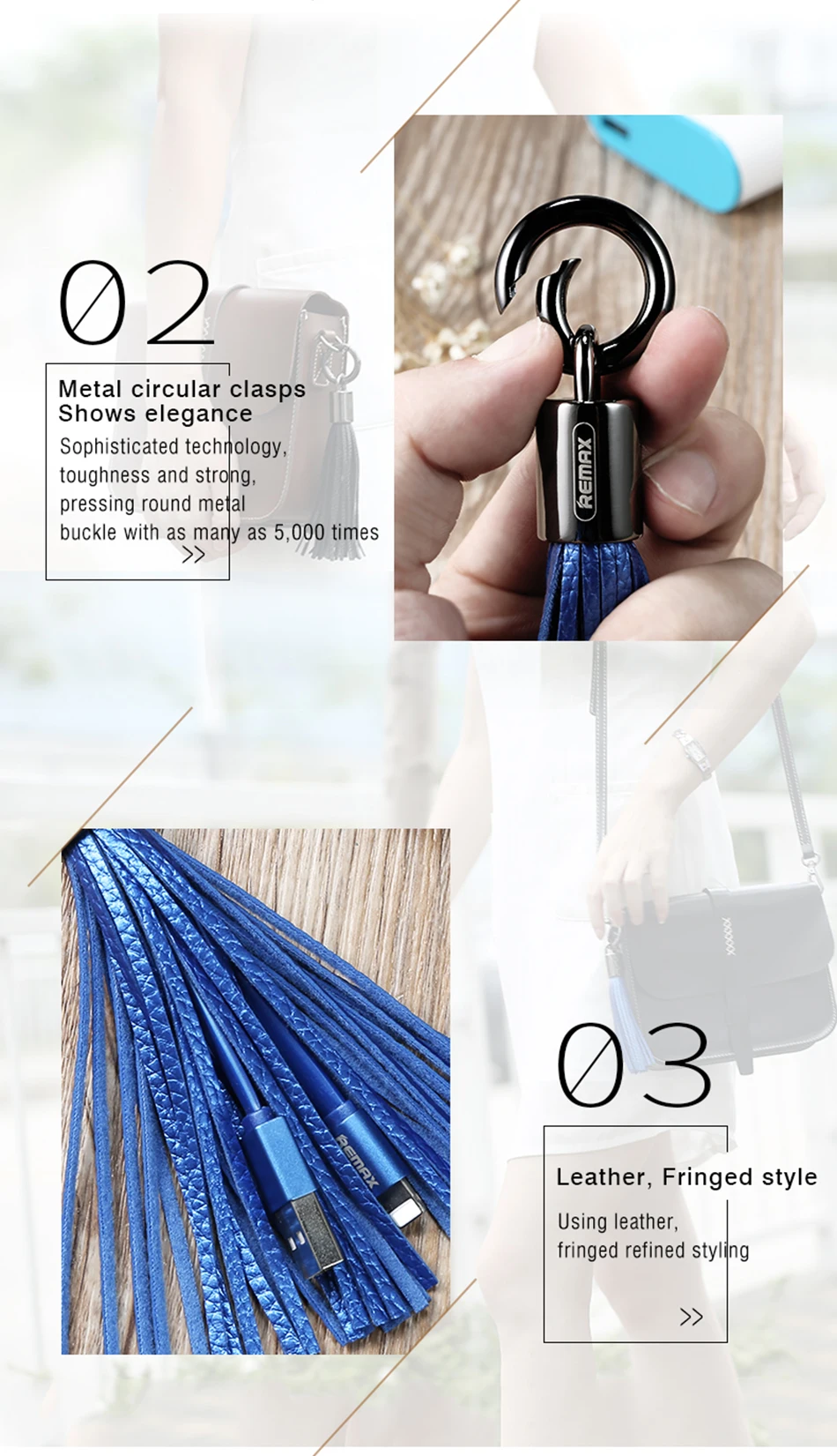 Uchome 2020 Leather Tassel 8pin To Usb Cable Metal Ring Key Chain