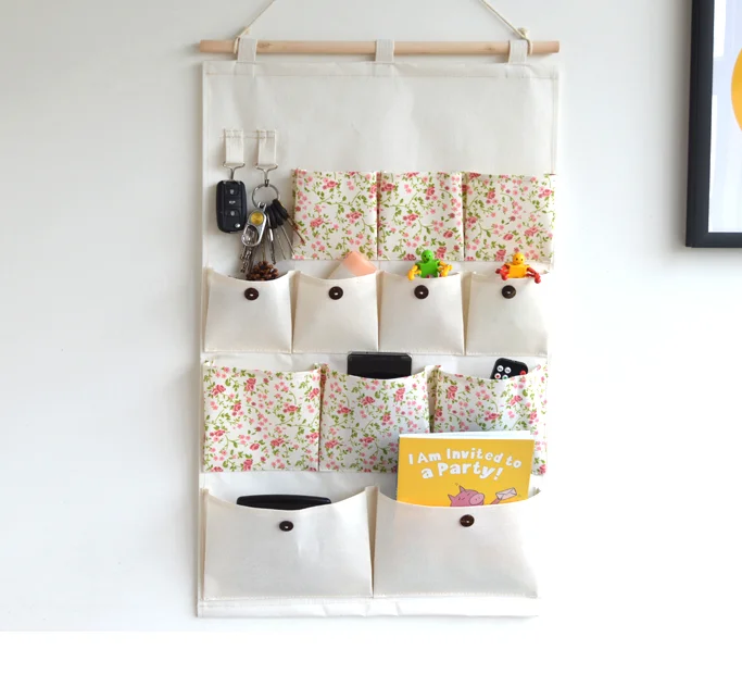 4 Bolsas Colgantes con 12 Bolsillos Almacenamiento Organizador para Puerta Pared Armario Ba/ño