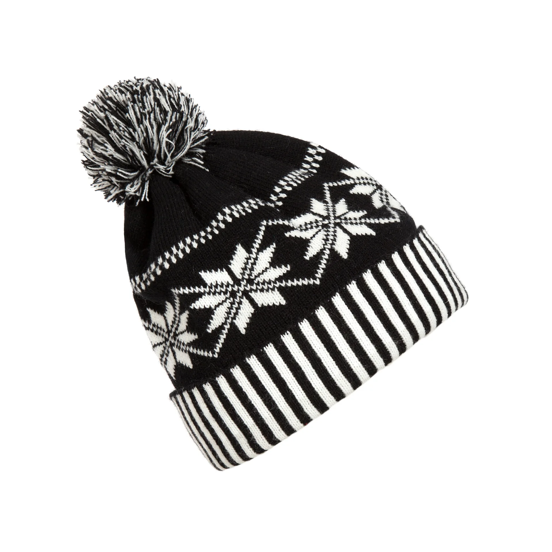 Custom Knitted Winter Jacquard Beanie Hats With Top Ball Pom Poms ...
