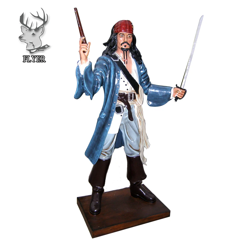 Movie model life size polyresin pirate captain statue. 