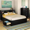 Home designing Modern solid Wood Full Bed Frame With Headboard and drawers