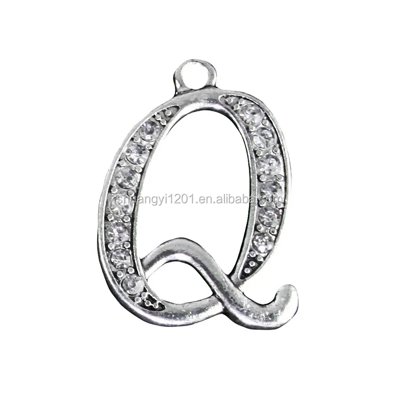 Fashion Greek Alphabet Charms Crystal Letter Q Pendants Bracelet Making