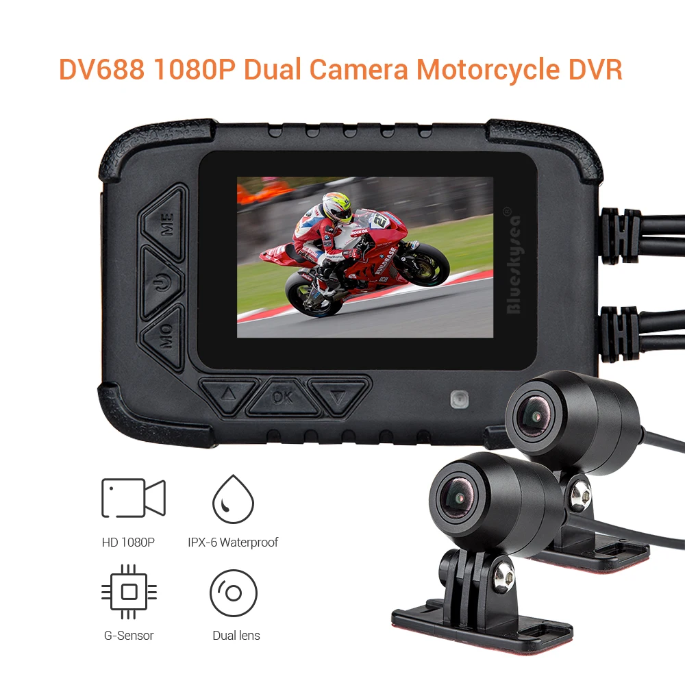 Blueskysea Dv688 Motorcycle Dual Fhd Cameras 1080p Sports Camera