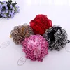 New Design Luxurious Leopard Bath Ball Sponge Bath Brush Purple Polyester Bath Flower For Sale