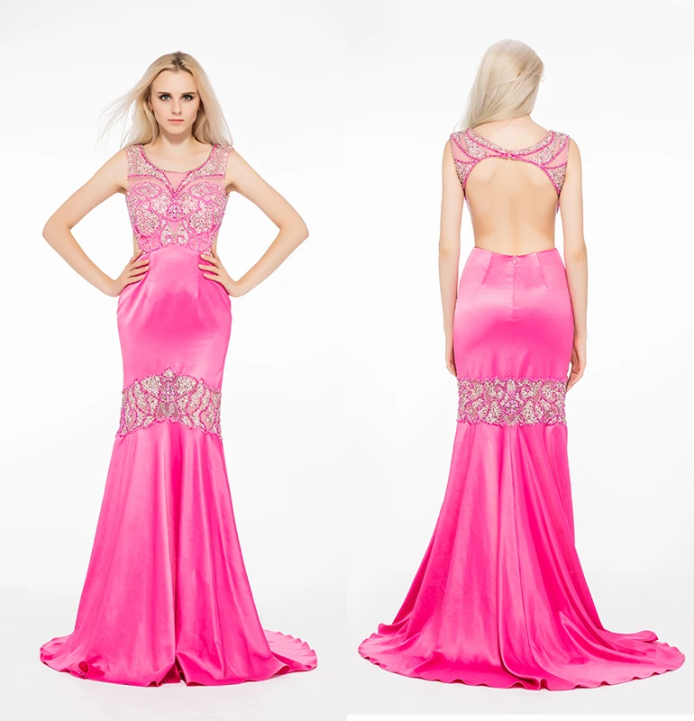 Rose Red Korea Without Sleeves Beautiful Evening Dresses With Rose Red Korea Without Sleeves Beautiful Evening Dresses With Trails