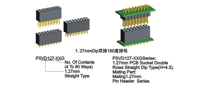 1.27mm Pitch Pin Header Connector Through-hole/smt Gold-plated 1.5mm ...