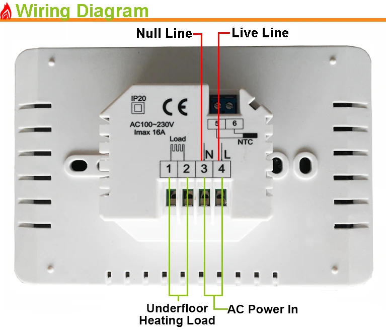 7 Days 6 Periods Programmable Heat Adjustable Differential Thermostat