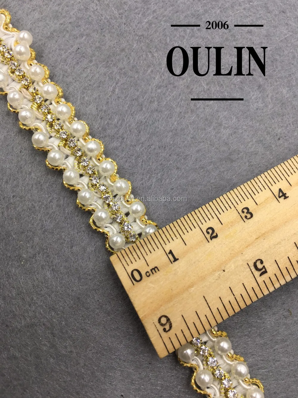 Knitted Handmade Rhinestone Chain Lace Stone Lace Pearl Lace For