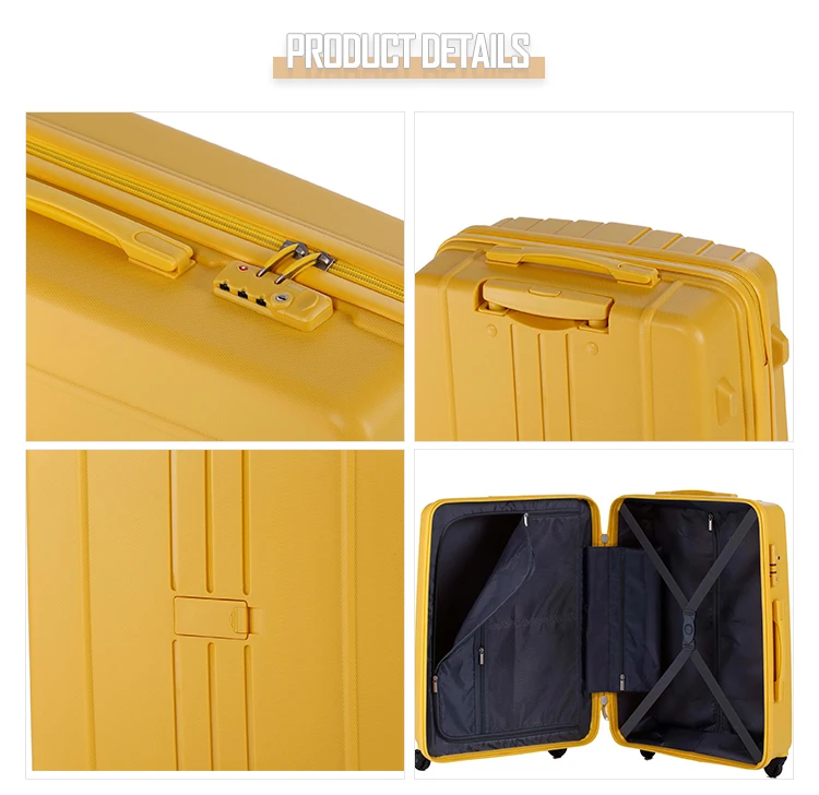 Yellow travel luggage bag PP travel trolley luggage 28 inch suitcase in luggage