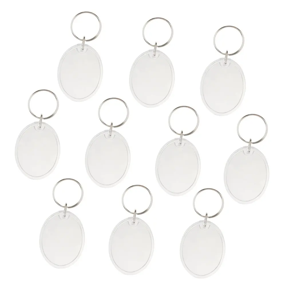 Jili Online 10Pieces Oval Transparent Clear Acrylic Blank DIY Photo Picture Frame Key Chains Key Rings Crafts