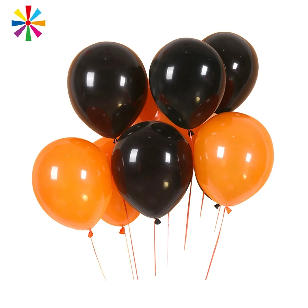 Party Decoration Round Orange Black Latex Helium Ballon Globos Happy