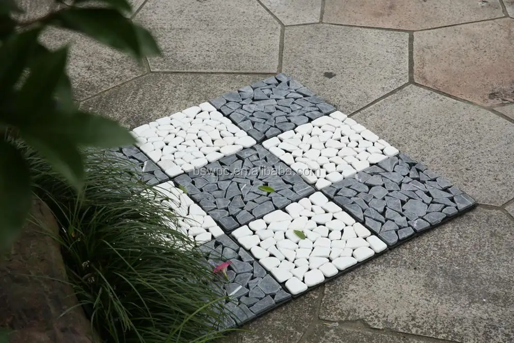 Pebble Stone Deck Tiles For Home Garden Floor Easyinstall Diy Outdoor