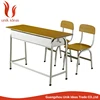 Hot sale factory price school furniture two seater wood study table and chair
