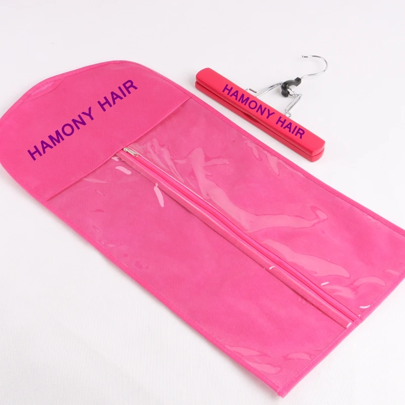 Zipper Hanger Hair Extension Packing Suit Case Bags Cotton Hair Packaging Black 100sets With