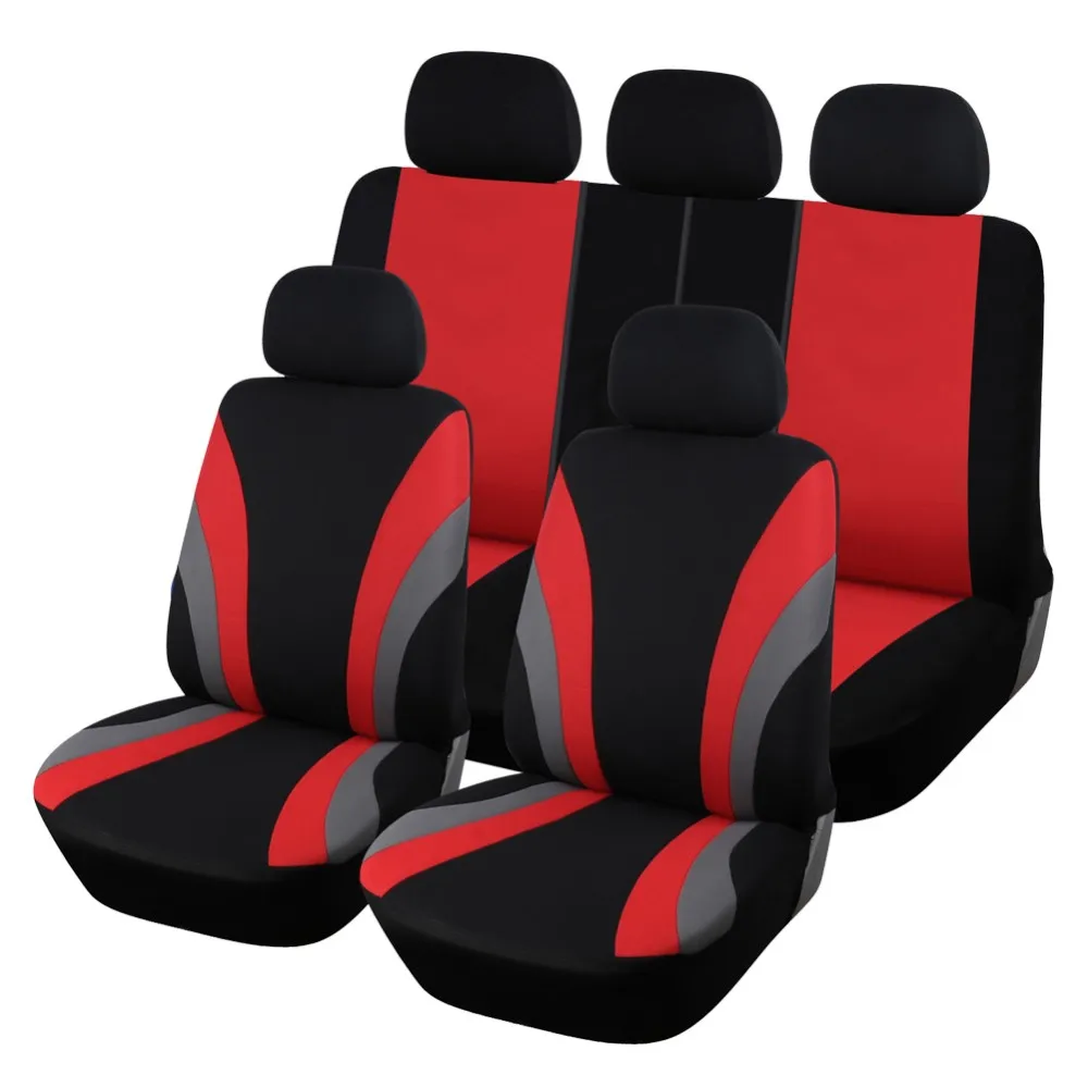 Red Polyester Novelty Full Set Fancy Car Seat Covers For Front And Back