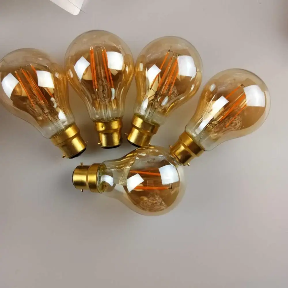 LED Filament Bulbs Dimmable B22 Bayonet 4W Filament Bulb A60 LED Vintage Light Bulbs