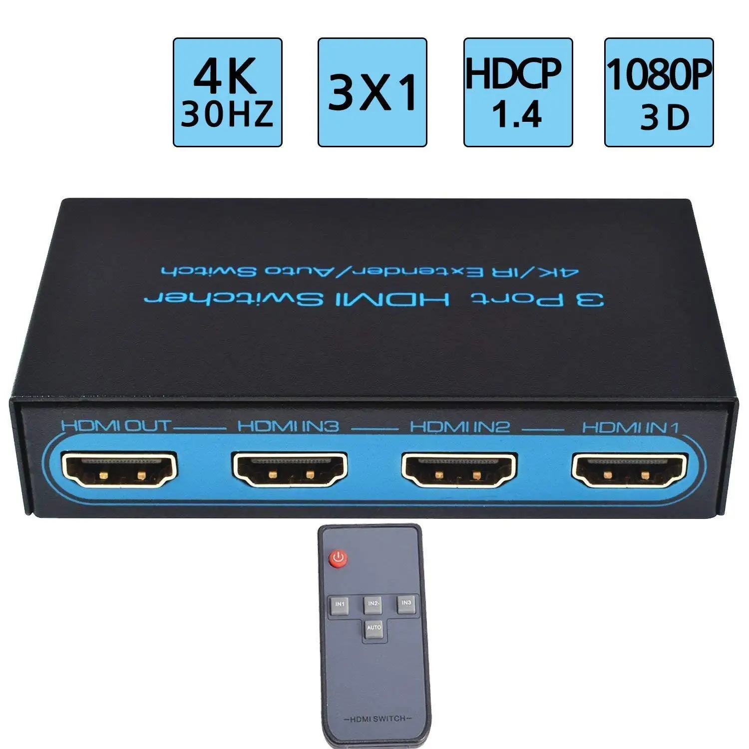 Buy Ezcoo 4k Hdmi Switch 3x1 Hdmi 2 0 4k 60hz Hdr Hdcp 2 2 Switcher Hdmi Auto Switch 3 In 1 Out Dolby Digitial Audio 2 1 5 1 7 1ch Plug Amp Play No Driver Hdmi Switcher Hub Ir Remote