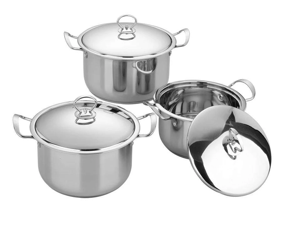 6pcs Stainless Steel Cooking Pot Non Stick Cookware Set With Steel Lid