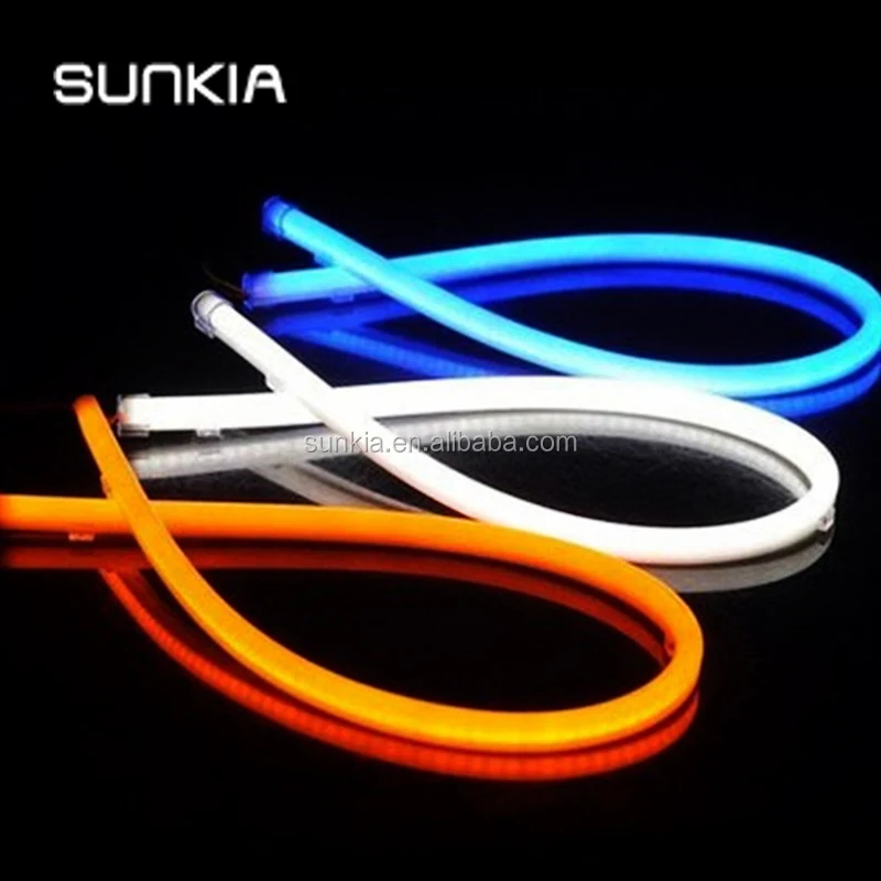 60cm LED Flexible Soft Tube Guide Car LED Strip White DRL & Yellow Turn Signal for ALL Car