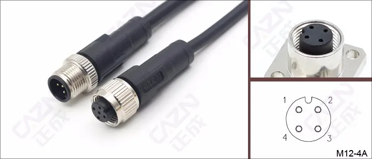 M12 D Code 4 Pin Lan Cable M12 To Rj45 Ethernet Connector Ip67 ...