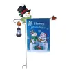 Solar Snowman Lantern with Flag Holder Garden Stake