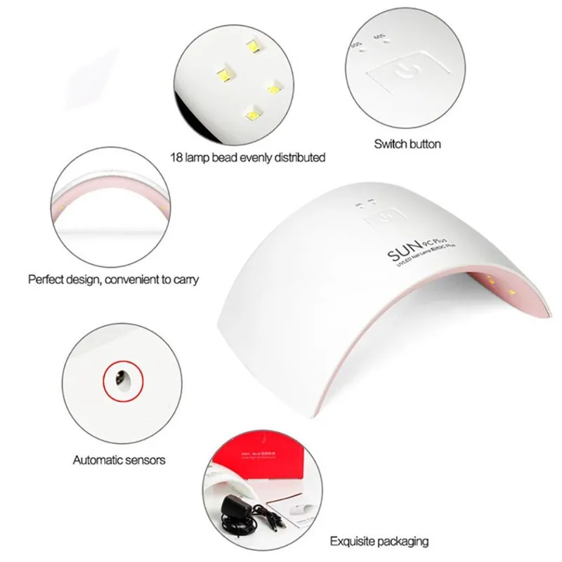 Private label SUNUV SUN9C 24W UV Lamp LED Nail Dryer Curing Machine Nail lamp with Timer setting